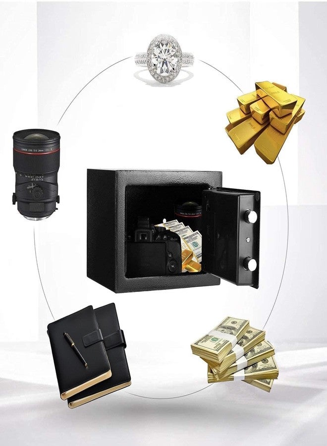 TRIVYOM Digital Safe Locker for Jewellery, Money Valuables Goods Safe - Number & Key Lock/Unlock Safe Lockers for Home & Office (Pack of 1) - Black - Image 4